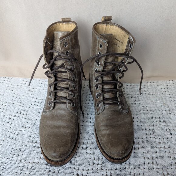 Frye Veronica Combat Women's Leather Ankle Boots Stonewashed Brown Distressed 8B - Picture 2 of 9